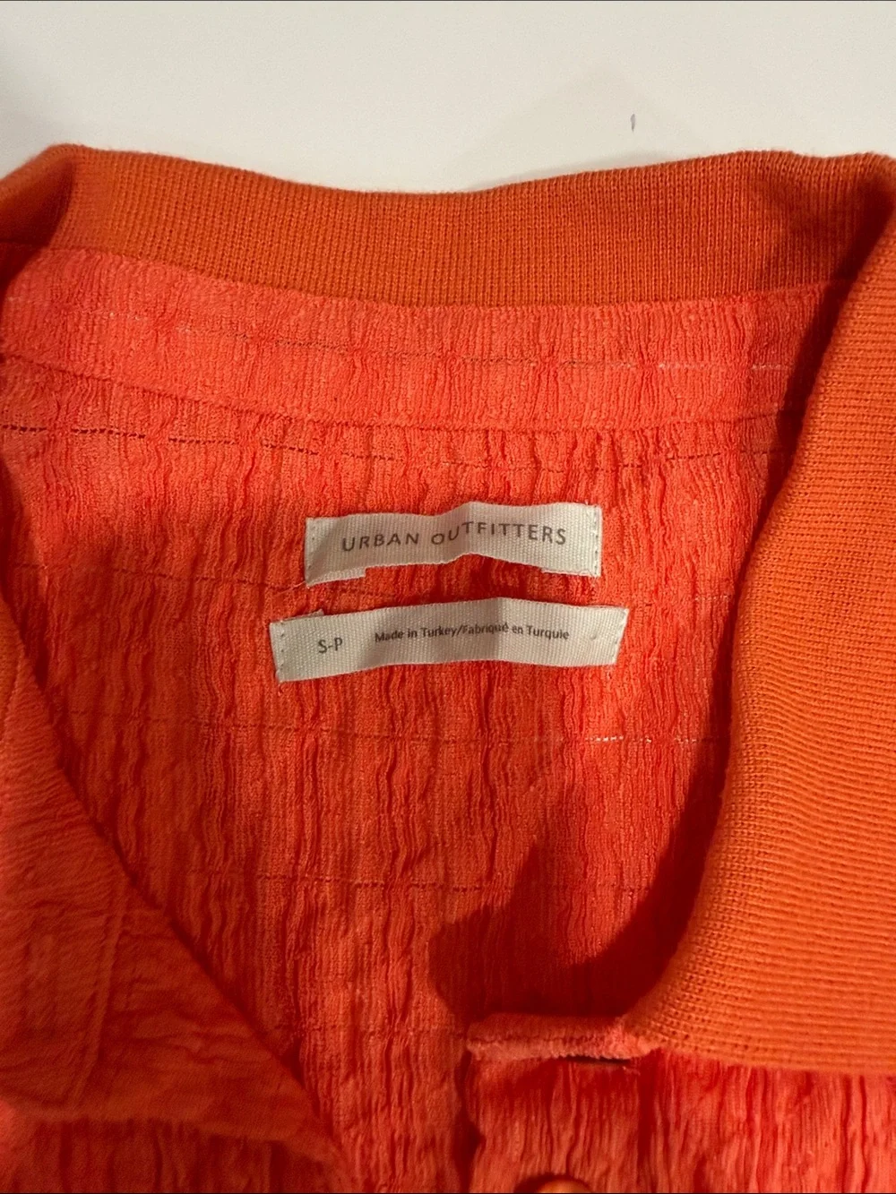 Urban Outfitters Orange Crinkle Polo Shirt - Picture 2 of 2